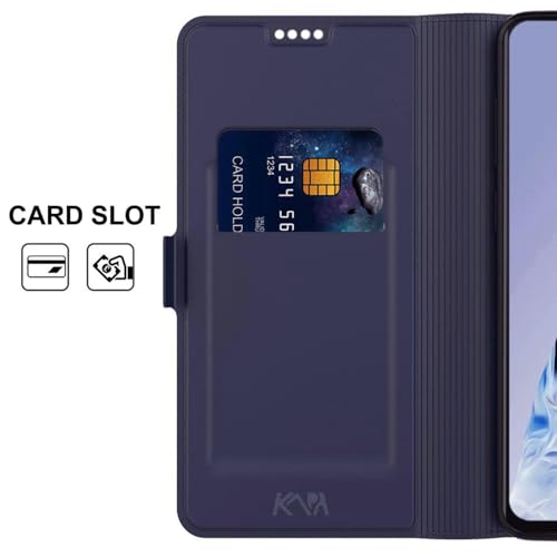 Image of Kapa Noble Slim Magnetic Leather Flip Case Cover for Oppo Reno 14 5G | Card Holder Stand Flip Wallet Case (Blue)