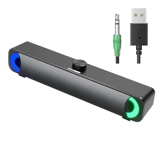 Haut-Parleur USB, Barre de Son HPYLIF H PC, Haut-Parleur de Jeu pour Ordinateur avec Son stéréo Surround, Filaire pour Ordinateur Portable, Ordinateur de Bureau