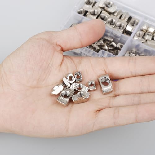 DesertBoy 170 Stück M4 M5 M6 M8 Hammermutter Nutensteine T Nut Muttern Hammerkopf Befestigungsmutter T Nutmuttern Sortiment Kit Nutsteine Set Kohlenstoffstahl T-Slot Nutmuttern T-Nutensteine