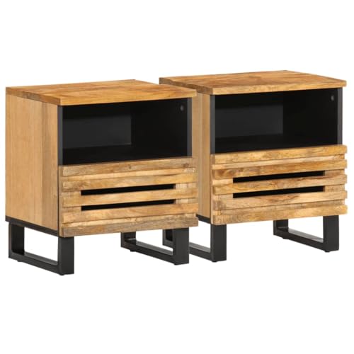 vidaXL Tables de Chevet 2 pcs, Armoires de Lit avec Rangement, Tables de Nuit, Meubles de Chambre à Coucher Intérieur, Bois d'Acacia Massif