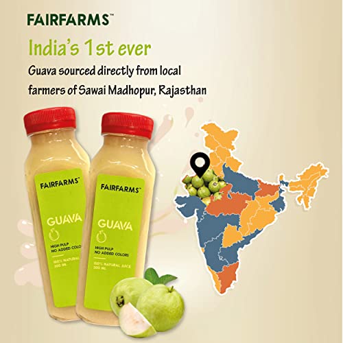 Image of Fairfarm Guava Juice | No Added Colour, 0% Concentrate | Enriched with pulp |Rich in Vitamin inchC inch & Fibre| Improve Digestion,FarmFresh (Pack of 12 X 300ml)