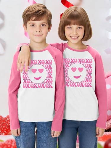 Image of Girls Valentine Shirts for Kids Valentines Heart Graphic Tshirts Casual Long Sleeve Shirts Love Heart Tee