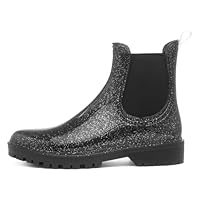 Lilley Women's Black Glitter Chelsea Welly - Size 4 UK - Black