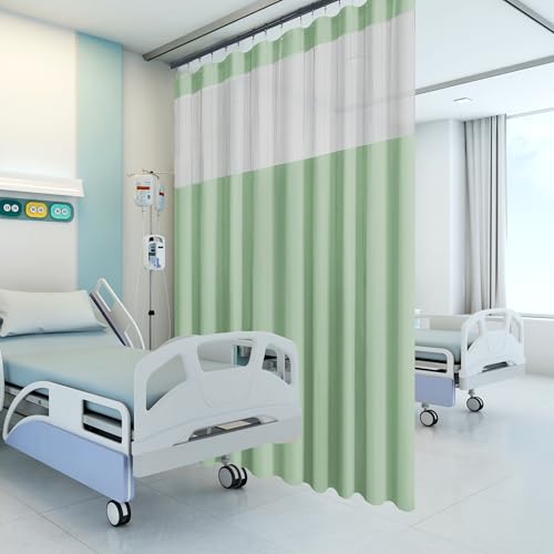 Image of Flame Retardant Hospital Curtain Room Divider Grommet Cubicle Privacy Medical Curtain for Hospital, Clinic, Lab(1 Panel, 15x8FT,Green)