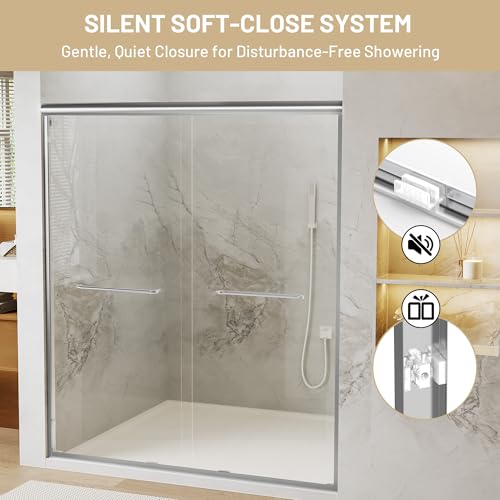 Image of Findepot 44-48 inch W x 70 inch H Sliding Shower Door, 6 Anti-Collision Buffers