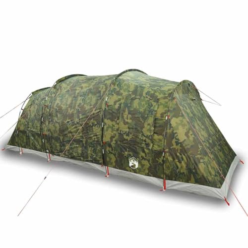Tente de camping tunnel 4 personnes avec 2 chambres séparées et grand séjour vert