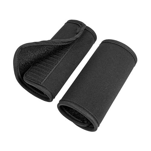Gurtschoner für Hochstuhl & Kindersitz, 2 Stück, Schwarz – Weiche Neopren Gurtpolster mit Klettverschluss, passend für 3- & 5-Punkt Gurte, Autositz, Kinderwagen & Babyschale