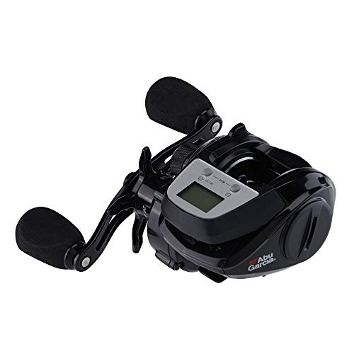 Abu Garcia MAX Digital Line Counter Carrete de Cebo de Perfil bajo, tamaño LP (1498366), Arrastre de Estrella de Fibra de Carbono, máximo de 20 Libras | 9 kg, Duradero, Ligero y Fuerte, Negro