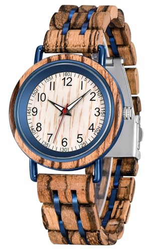 Montre en bois et acier homme Tiong faite main élégante