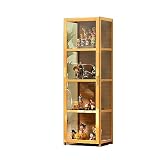Tazyee Vitrina con 3 estantes, 2 puertas para sala de estar, dormitorio, oficina, armario de colección de acrílico, instalación rápida, 42 cm, amarillo