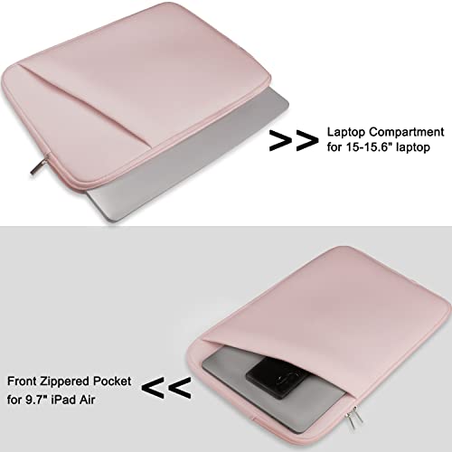Image of Laptop case 15.6 inch, Durable Briefcase Shockproof Protective Cover, Handbags Portable Laptop Bag for 15.6 inch HP Dell Asus Lenovo Notebook Computer Sleeve with Front Pocket, Pink