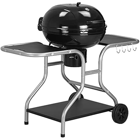 Outsunny Portable Charcoal Kettle Grill with Wheels Cover