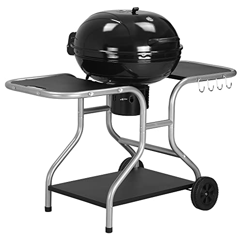 Outsunny Portable Charcoal Kettle Grill Outdoor Barbecue Trolley ...