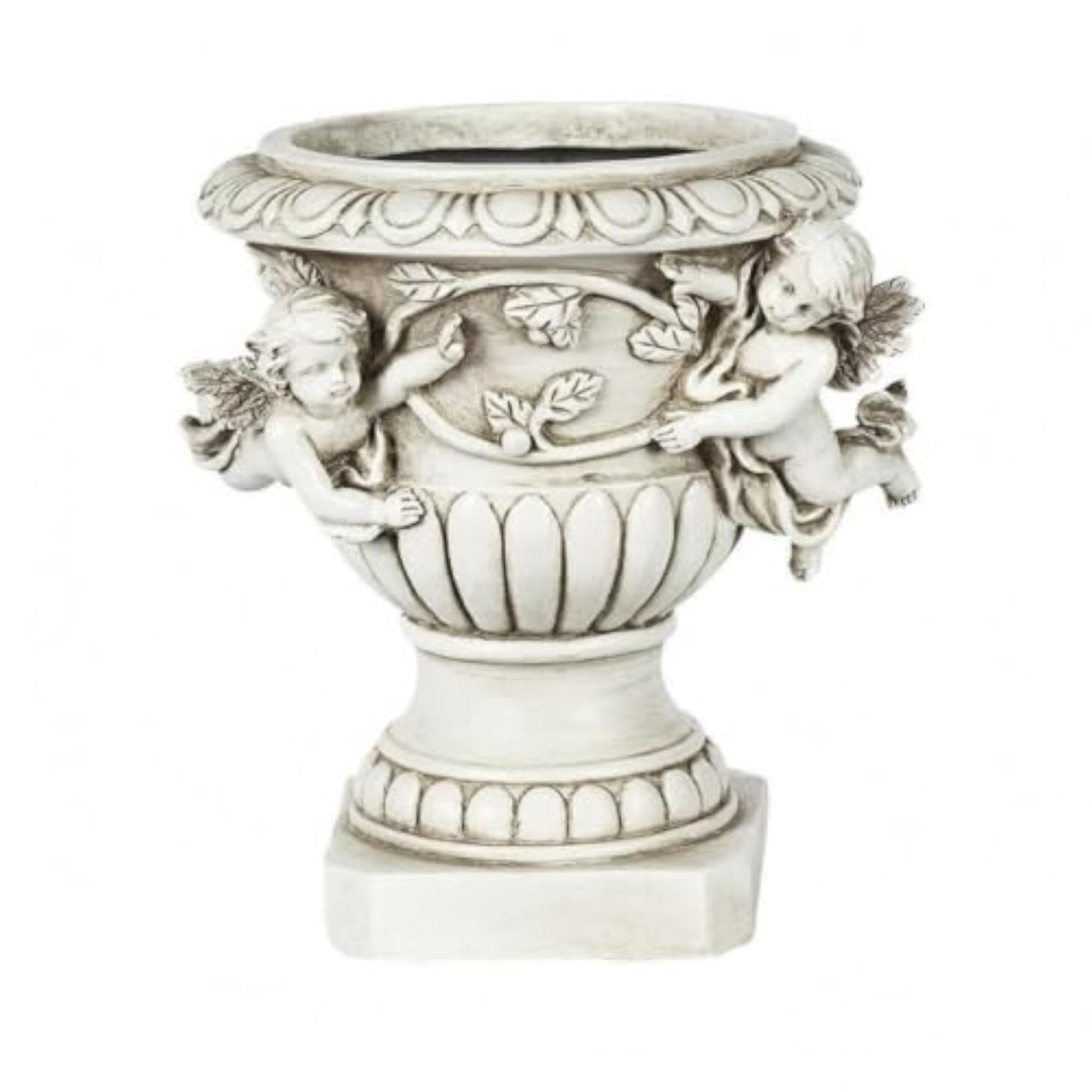 Antique Cream Ornate Angel Figurine Planter