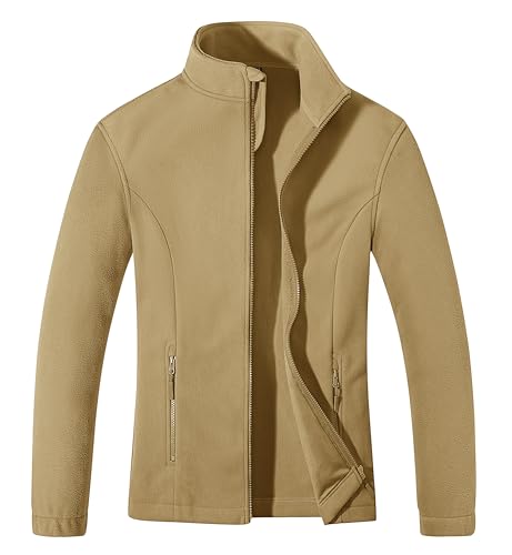 MAGCOMSEN Khaki Jacket Women Lightweight Casual Fleece Jacket Women Full Zip Plaid Fall Jackets for Women