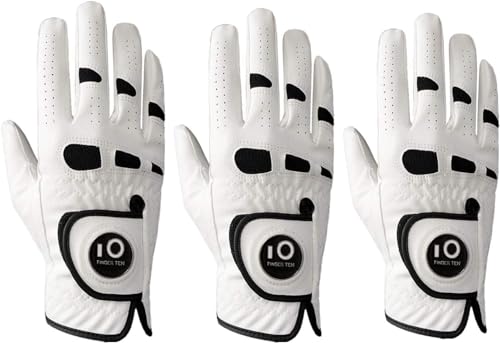 Guantes de golf para hombre XJBTBA de piel sintética en pack de 3 unidades para mano izquierda