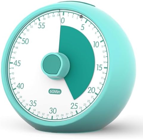Temporizador Visual para Niños 60 Minutos – Analógico Silencioso de Cuenta Atrás Herramienta de Enfoque TDAH/Autismo, Gestión del Tiempo para Deberes, Tareas, Oficina, Cocina (Verde)