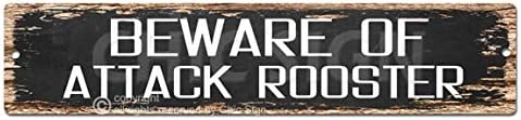 Amazon.com: BEWARE OF ATTACK ROOSTER Plate Sign Vintage Rustic Street ...