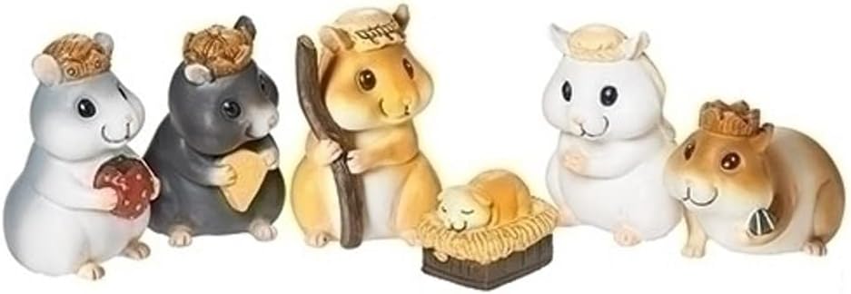Roman Hamster Pageant Figurine, Set of 6, Christmas Decoration