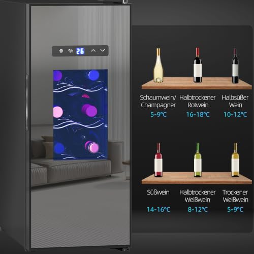 Foto von HOMCOM Weinkühlschrank Kompressor 12 Flaschen 30L 8-18°C Schwarz