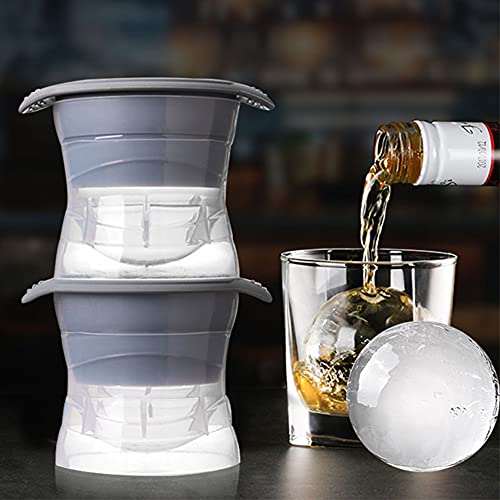 PIPITA 4Pcs Circular Ice Hockey Mold, 7.5 cm Silicone Ice Sphere Moulds for Whiskey Tumbler Glass Crystal Bourbon Glass - Image 2