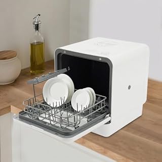 OUBUBY Lavastoviglie da tavolo per 4 – 6 coperti, 6 l, serbatoio dell'acqua integrato, mini lavastoviglie con senza collegamento dell'acqua, 4 programmi di pulizia, touch control e display a LED