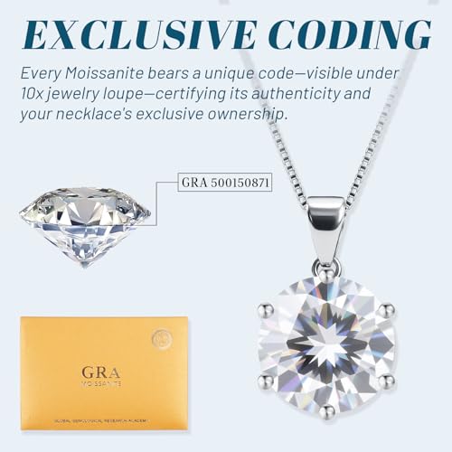 Moissanite Necklace for Women, Lab Grown Diamond Necklace, GRA Certified Moissanite Solitaire Pendant, Adjustable S925 Sterling Silver Chain, Gift for Wife Mom Christmas Birthday3