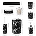 XLHOMO Black Marble Bathroom Accessories Set, Black Bathroom Set with Trash Can, Vanity Tray, Soap Dispenser, Soap Dish, Toothbrush Holder, Toothbrush Cup, Toilet Brush and Qtip Holders for Bathroom