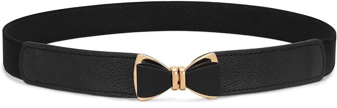 AKOAK Women's Tight Belt, Elastic Waist Buckle Belt, Artificial Leather Elastic Belt for Girls and Women, Alloy Buckle Elastic Waist Belt for Knitwear, Long T-shirt, Dress -Pack of 12