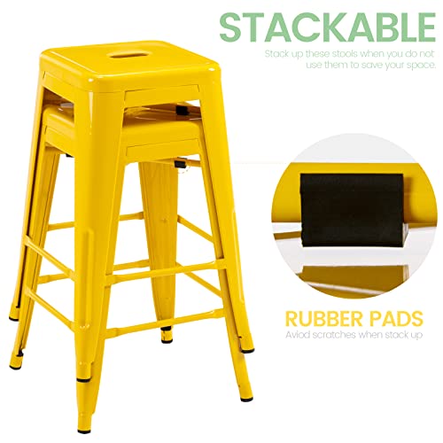 Tabourets de bar en métal jaune 24 pouces tabourets de comptoir - 7
