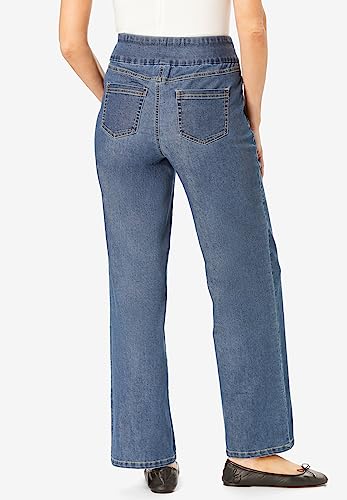 Woman Within Plus Size Flex-Fit Pull-On Wide-Leg Denim Jean2