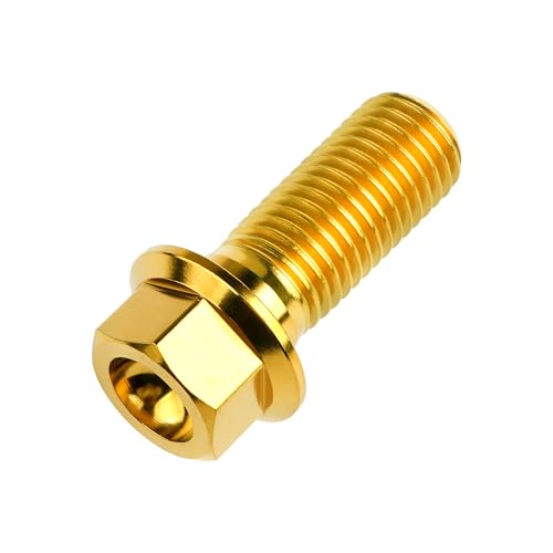 Image of Titanium Bolt M12 30 35 40 45 50 55 60 65 70 75 80 85 90mm Hex Small Flange Head for Motorcycle Car Modification Pack of 4 (M12x30mm Pitch 1.25, Gold)