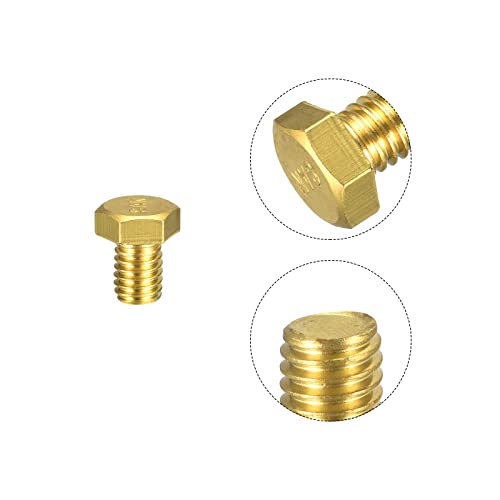 Image of uxcell Brass Hex Bolts, 3 /8-16x1 /2 1pcs Fully Thread Grade 4.8 Solid Brass Hexagon Head Bolt Machine Screws for Machinery