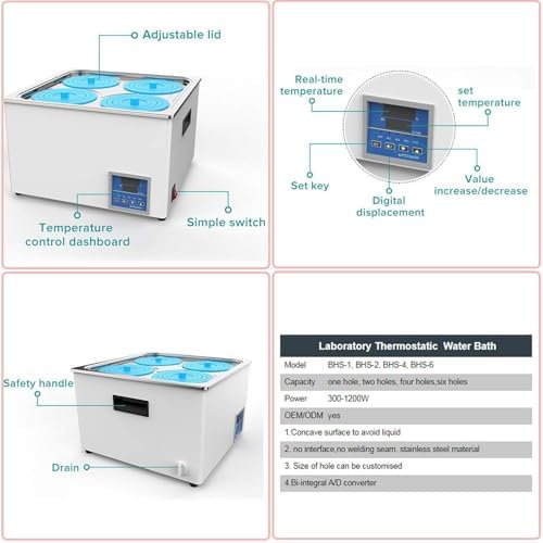 Digital Constant Temperature Water Bath, 4/6 Holes Lab Heating Device, Precision Temperature Control, Ideal for Scientific Experiments, Sample Preparation & Laboratory Use