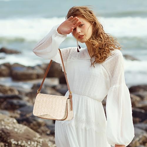 Image of Richeart Straw Purses for Women - Summer Beach Shoulder Purse - Boho Clutch Underarm Bag