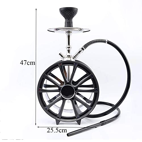 BGSFF Shisha-Set mit 1 Schlauch, arabische Acryl-Shisha mit bunten LED-Lichtern, Kunststoff-Radform, schwarz – Bild 8