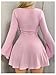 WDIRARA Women's Bell Long Mini Dress Bow Front Square Neck A Line Knit Dresses XS Pink