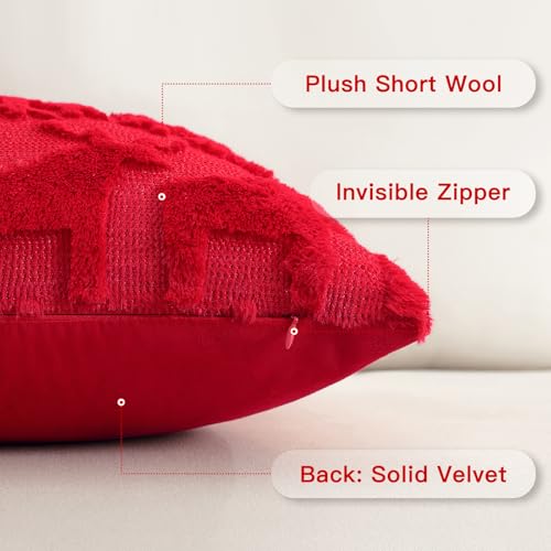 Housse de coussin flocon de neige et élan rouge pour cadeau de Noël