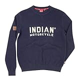 Indian Motorcycle Men's Pull-Over Knit Sweater with Block Logo, Navy - XL