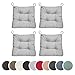 Produktbild sleepling 4er Set Stuhlkissen, Sitzkissen Eva für Indoor und Outdoor, mit Klettverschluss, 100% Polyester, Made in EU, Maße: 40 (vorne), 35 (hinten) x 38 x 7 cm, hellgrau