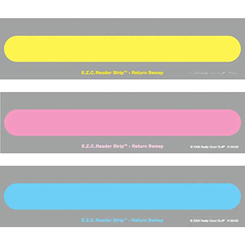 Really Good Stuff E.Z.C. Guided Reading Strips â€“ Extra Wide Return Sweep Strips - See Two Lines of Print at Once â€“ Words Pop into View - Helps Focus and Track - 30 Strips Each of 3 Colors (90 Strips)
