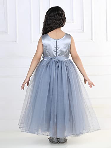 Image of Toy Balloon Kids Grey Emblished Full Length Girls Gown Dress