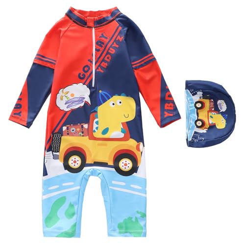 Generisch Traje de baño de manga larga con protección UV 50+ para niños, estampado, Marine2, 2-3 años