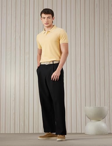 Image of Amazon Brand - Symbol Men's Cotton Rich Textured Polo Tshirts | Collar Plain Tshirts | Half Sleeves - Regular Fit (Available in Plus Sizes)
