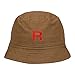 Mens Bucket Hat Team Rocket R Embroidered Washed Cotton Classic Bucket Hat (Khaki,7 1/2)