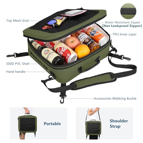 Image of Waterproof PVC Paddleboard Cooler Deck Bag - 12 Can Soft Insulated Cooler for Paddleboarding, Camping, Kayaking