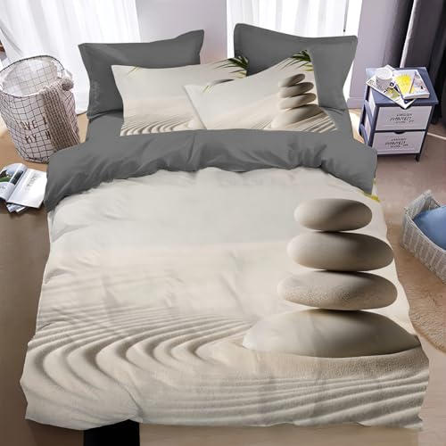 Housse de couette microfibre de qualité supérieure parure beige zen - 3