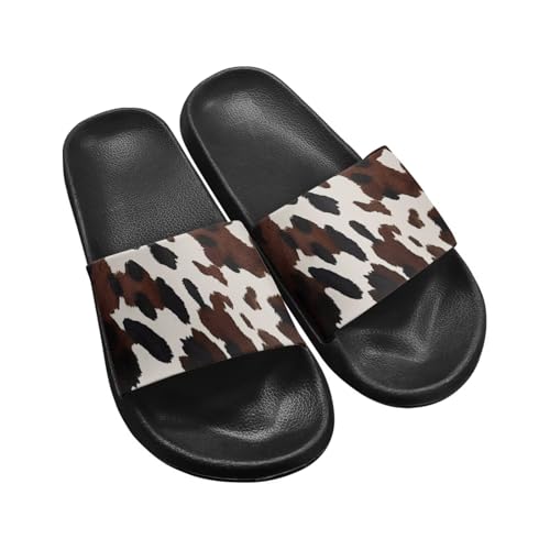 Biyejit Sandalias deslizantes para mujer y hombre, zapatillas de ducha ligeras 35-45, Vaca marrón, 45.5 EU