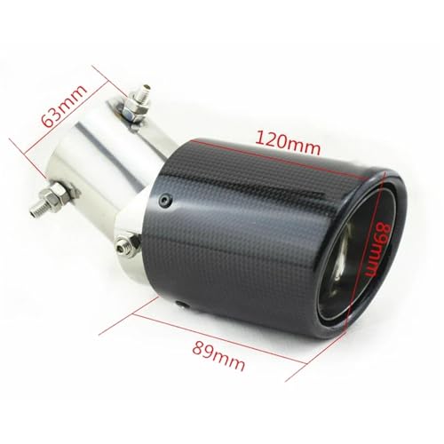 Embout d'échappement carbone 63mm à boutons-pression noir brillant