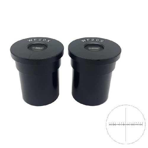 ZTBH Zestaw akcesoriów do mikroskopu jedna para okularów mikroskopu biologicznego, do WF10X WF15X WF16X WF20X szkło optyczne, jeden w/skalę siatkową mikroskopu (kolor: WF20X jedna siatka)